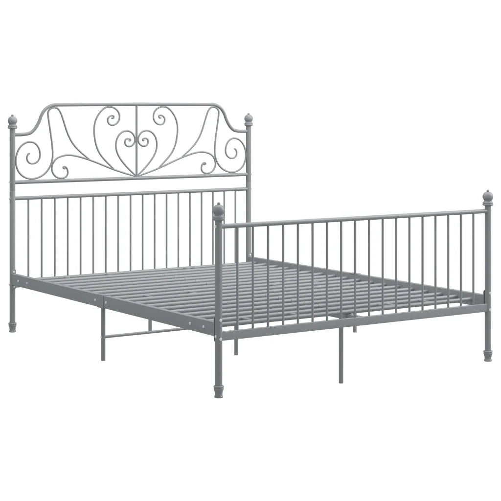 Letto matrimoniale | Letto per adulti | Giroletto Grigio in Metallo 160x200 cm