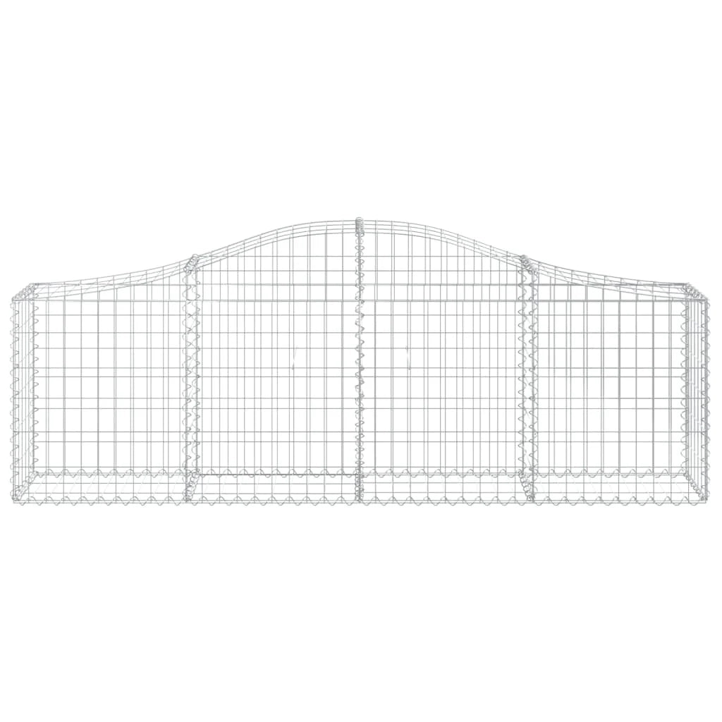 Cestini gabbioni recinzione a gabbia muro di contenimento ad arco 6 pezzi 200 x 30 x 60/80 cm ferro zincato argento 02_0040991