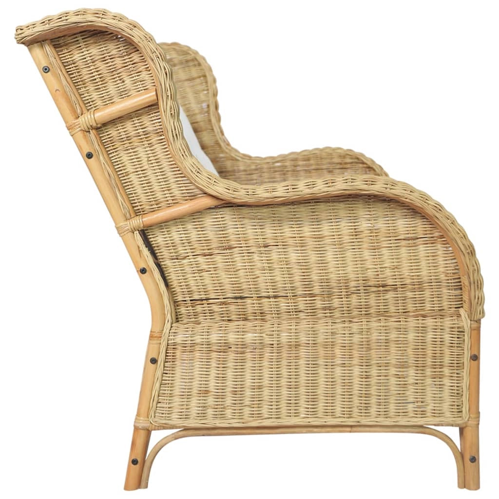 Divano a 2 posti per soggiorno casa uso interno 120 x 84 x 90,5 cm rattan naturale e lino 02_0019583