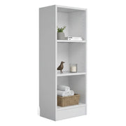 Libreria a tre Alcesti, colore bianco, cm 40 x 107 x 26