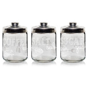 Set 3 Barattoli da Cucina in Vetro Sale Zucchero Caffè Easy White 800 cc