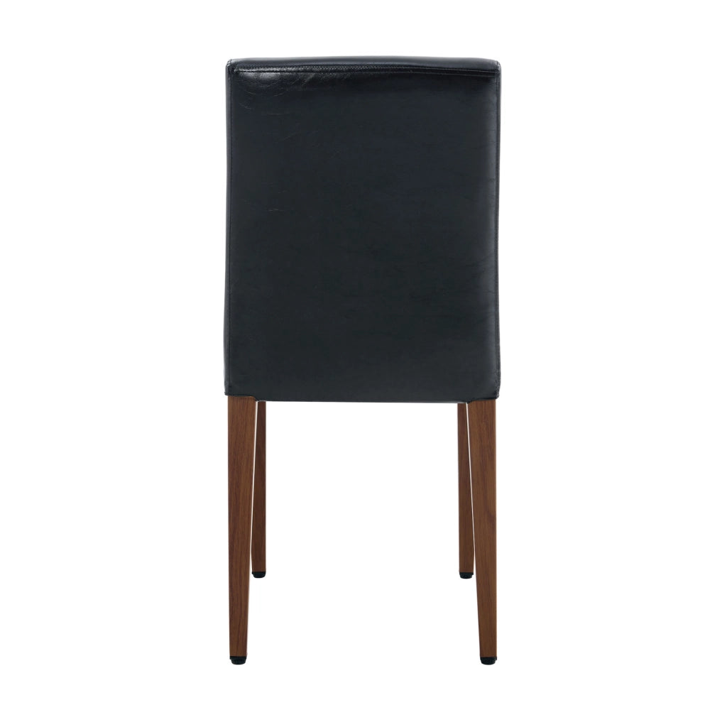 Set di 2 sedie da pranzo in PU nero con gambe color noce