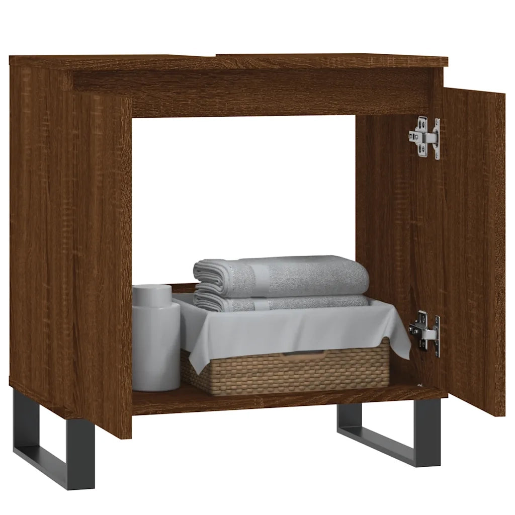 Armadietto Bagno | Armadio da bagno Rovere Marrone 58x33x60cm in Legno Multistrato