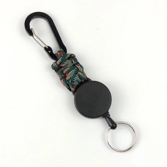 4 hanger chiave retrattile, badge holder con grilletta, 65 cm hanger retrattile a spirale, resistente e duraturo, M52 Camouflage