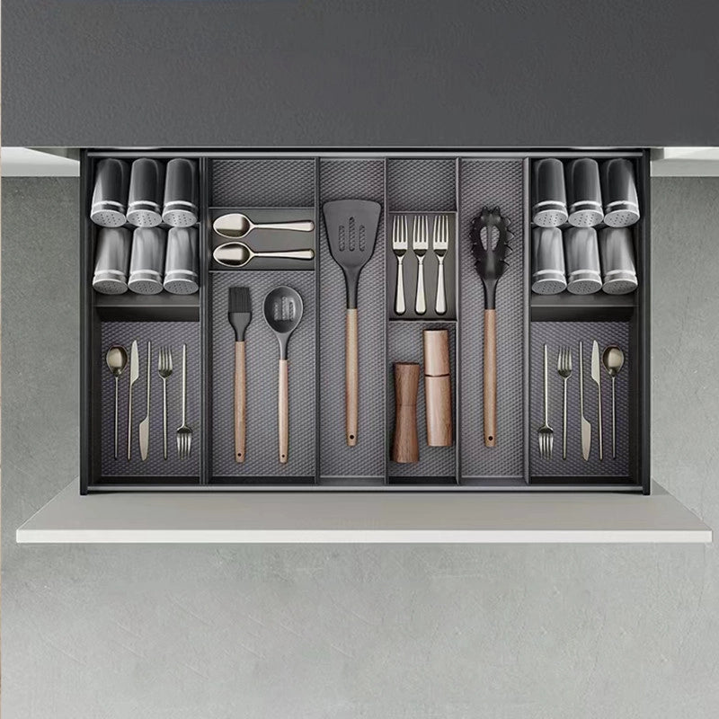 Organizzatore inclinato per cassetto Orderbox, 150x470 mm, Acciaio e Legno, Grigio antracite