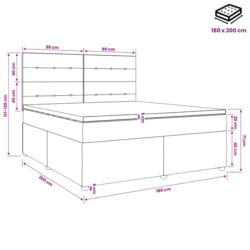 Letto box spring con materasso Crema 180 x 200 cm Tessuto 3453947