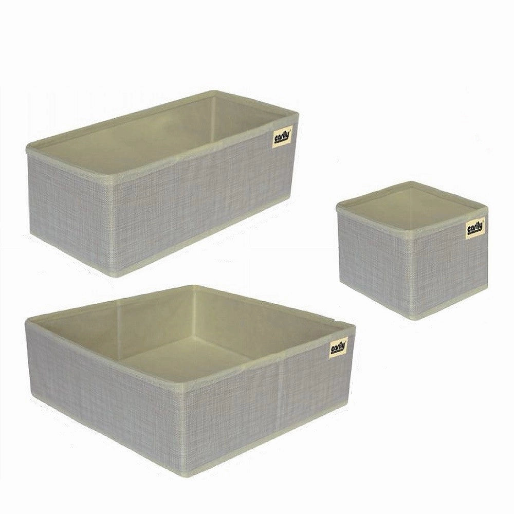 Trade Shop - Set 3 Pezzi Contenitore Scatola Organizer Salvaspazio Per Cassetti Armadi 59456 -