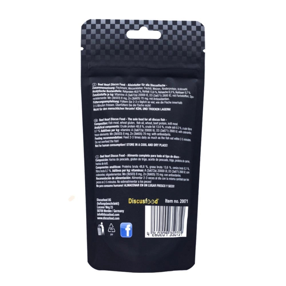 Discusfood Beef Heart Granulat 1,5mm -  Alimentazione Premium per Discus con Cuore di Bue e Aloe Vera - Made in Germany Formato: 80 gr
