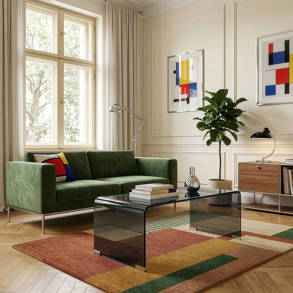Tavolino da Caffè Väsas in Vetro 90 x 45 x 35 cm - Grigio [en.casa]