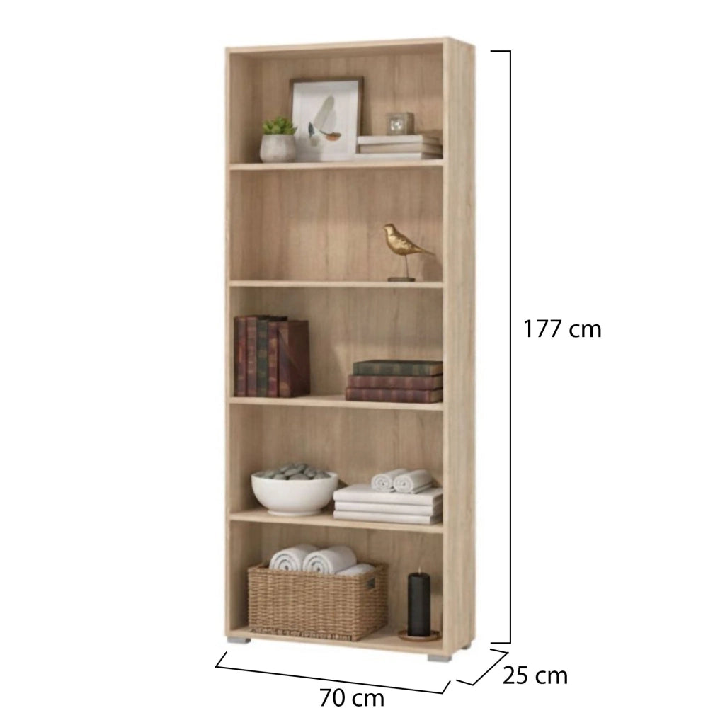 Biblioteca Urgnano, Libreria 4 Ripiani, 70x24.5x176.5h cm Marrone Rovere