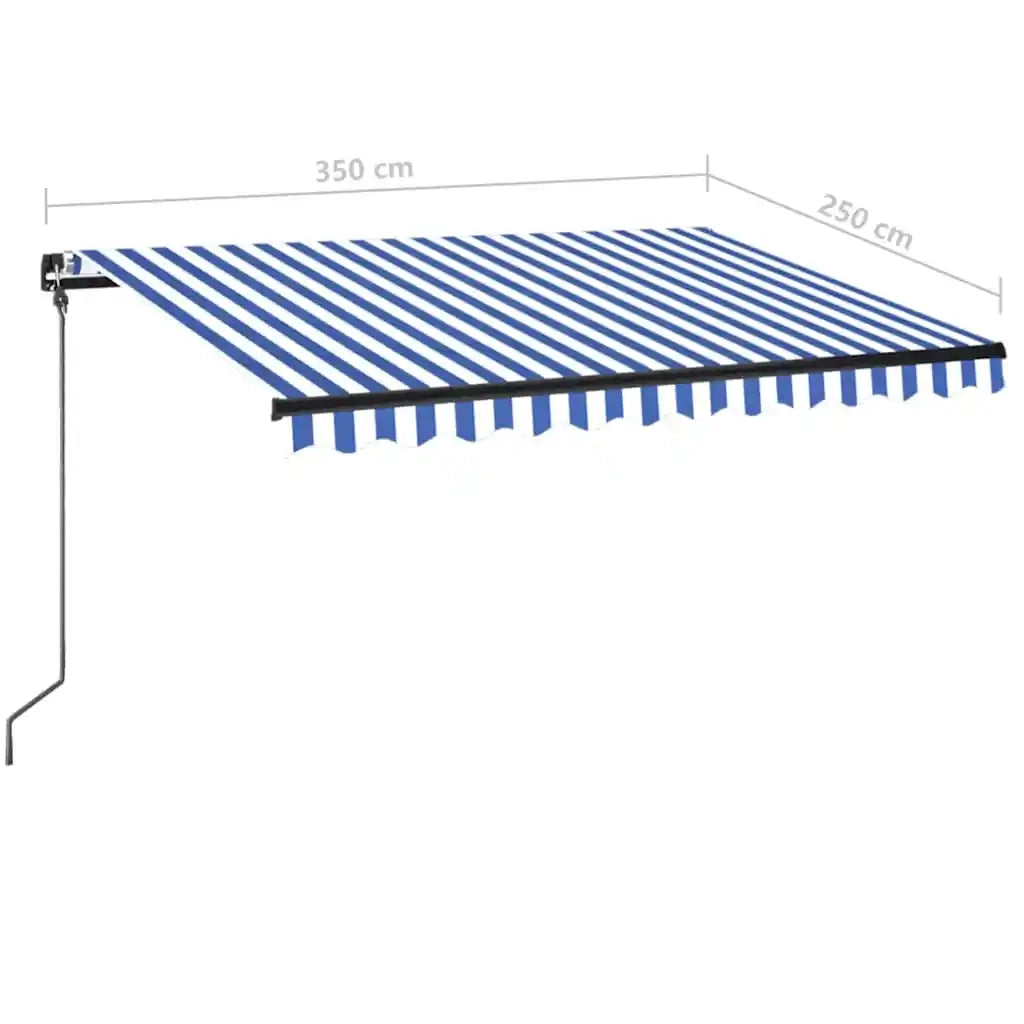 Tenda da Sole Retrattile Manuale con LED 350x250cm Blu e Bianca cod mxl 51595