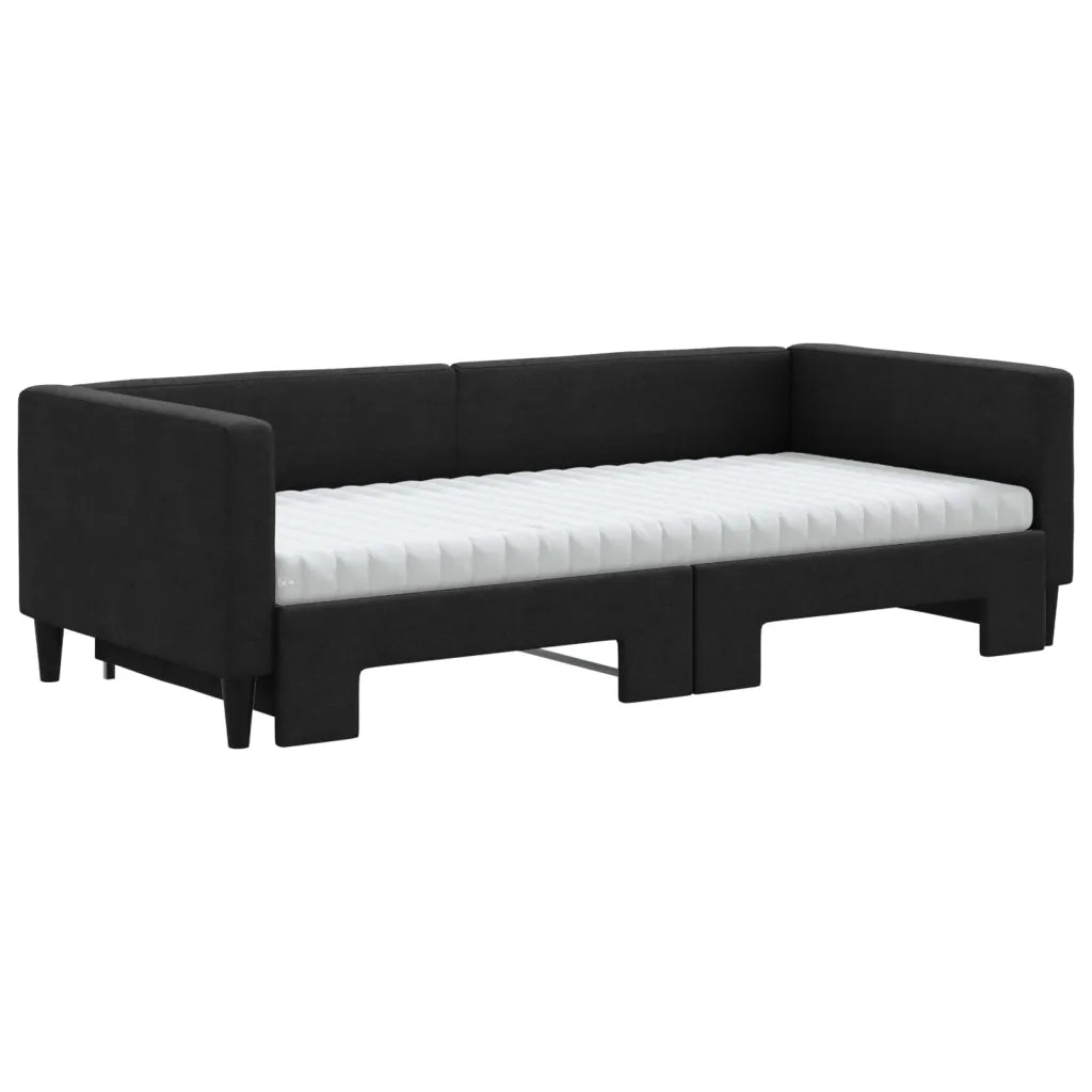 Divano Letto Estraibile con Materassi Nero 90x190 cm in Tessuto 3196608