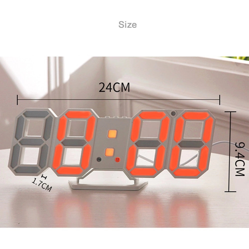 Trade Shop - Orologio Sveglia Digitale Display 3d A Led Da Tavolo Parete Arredo Casa Ufficio -
