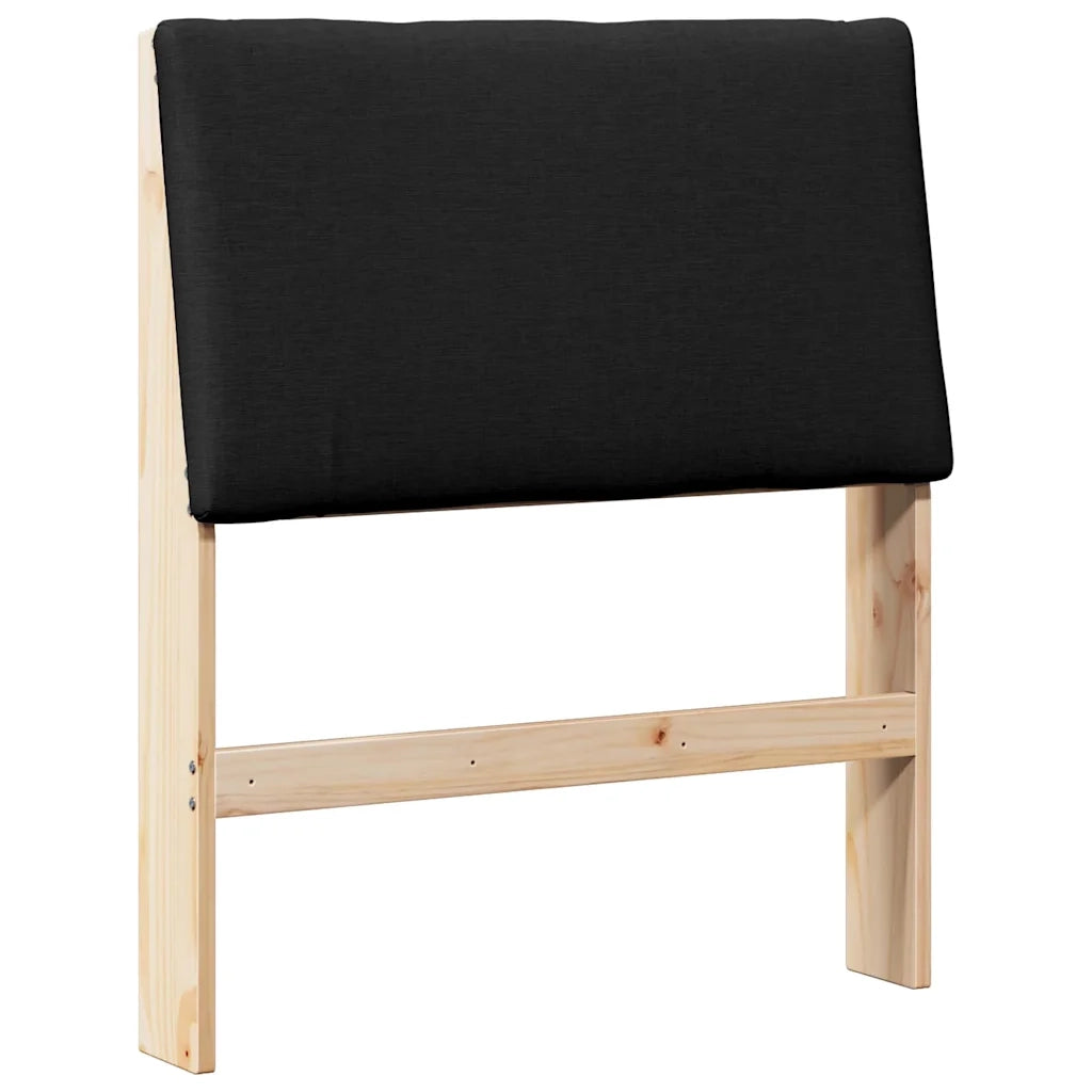 Testiera imbottita Nero 75 cm Pino massello 879316