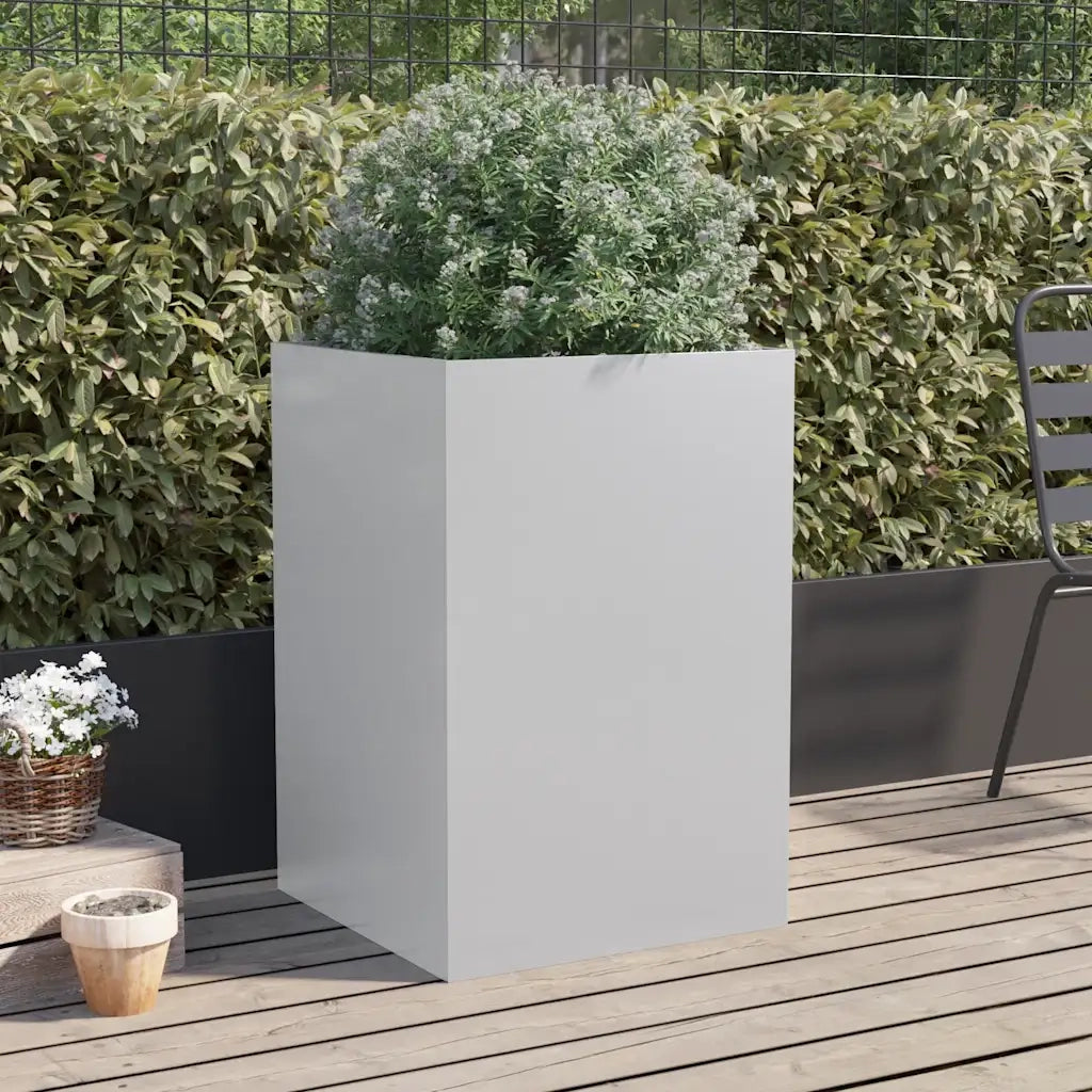 Fioriera | Cassetta per fiori | Vaso Argento 52x48x75 cm in Acciaio Zincato