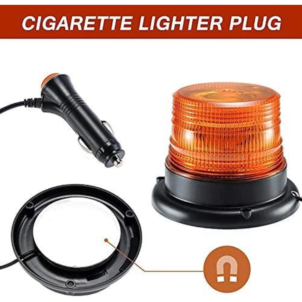 Trade Shop - Lampeggiante Led 12v Stroboscopica Segnalazione Emergenza Luce Rotante Magnetica -