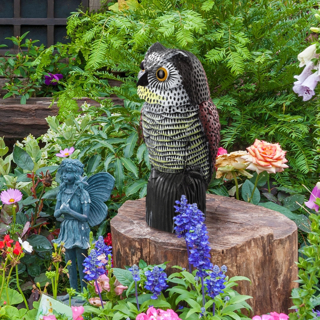 Statuetta da giardino KADAX, ornamento a forma di gufo con testa mobile, regalo.