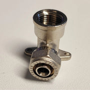 Raccordo curvo f femmina flangiato a stringere per tubo multistrato, diametro 16x1/2 pollice
