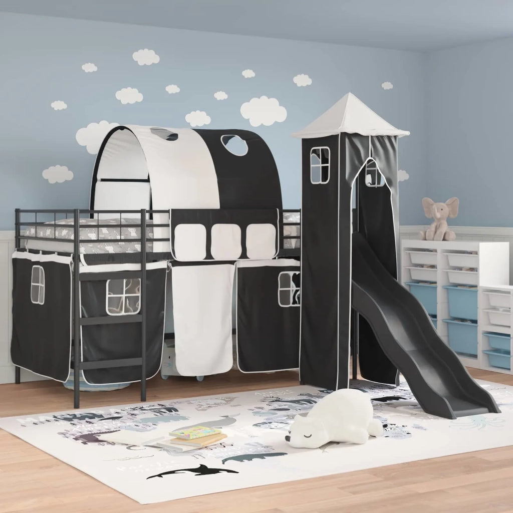 Struttura del letto loft per bambini Nero 99,5 x 200 cm Metallo