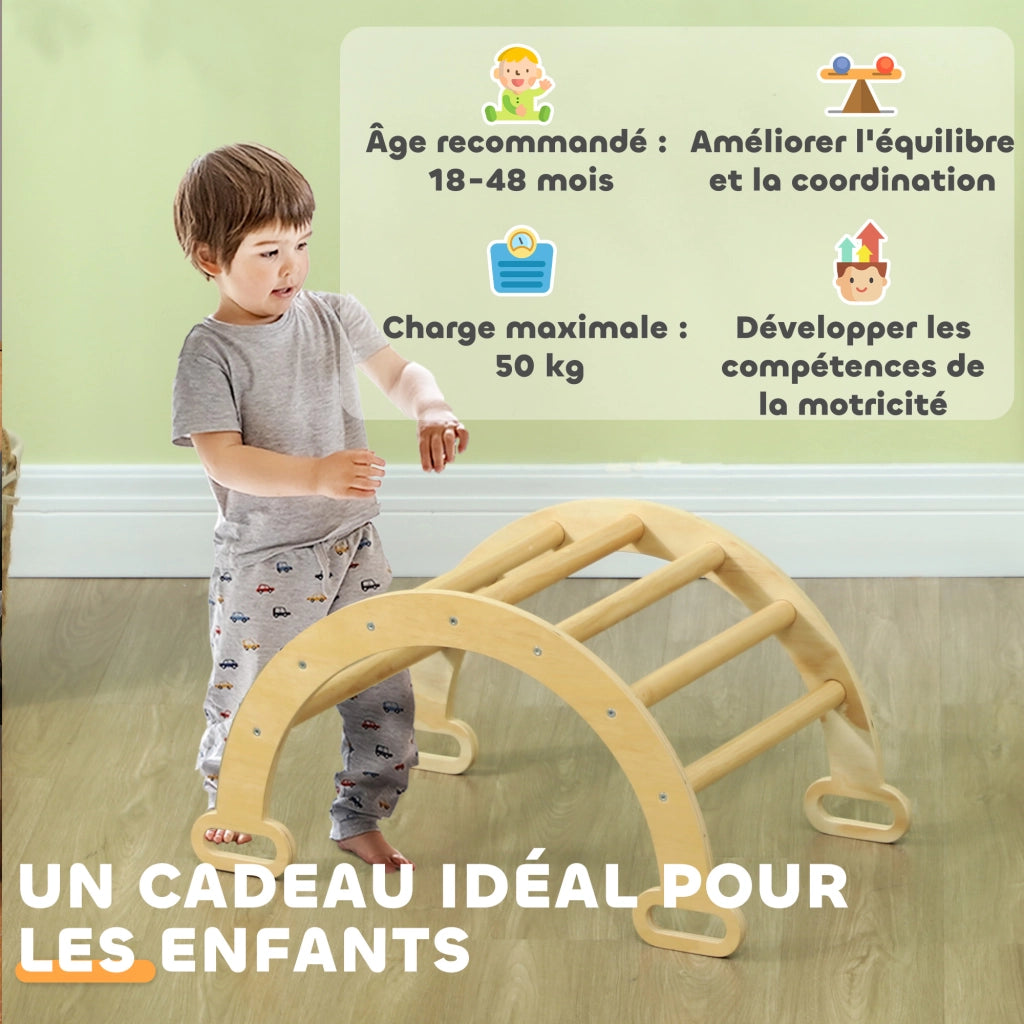 Letto a soppalco bambini in legno naturale con scala ¨C zephmum ¨C 90x200