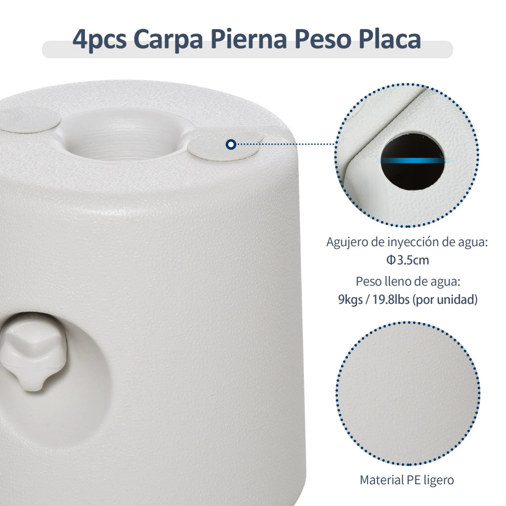 Set 4 Pesi per Tende Pieghevoli Riempiibili con Acqua ¨C zephmum ¨C Bianco ?22/24x25 cm 9 kg