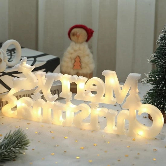 Lettere a LED - Illuminazione di Festa - Creazione di Atmosfera - Alimentato da Batteria - 105x275cm - Bianco Caldo