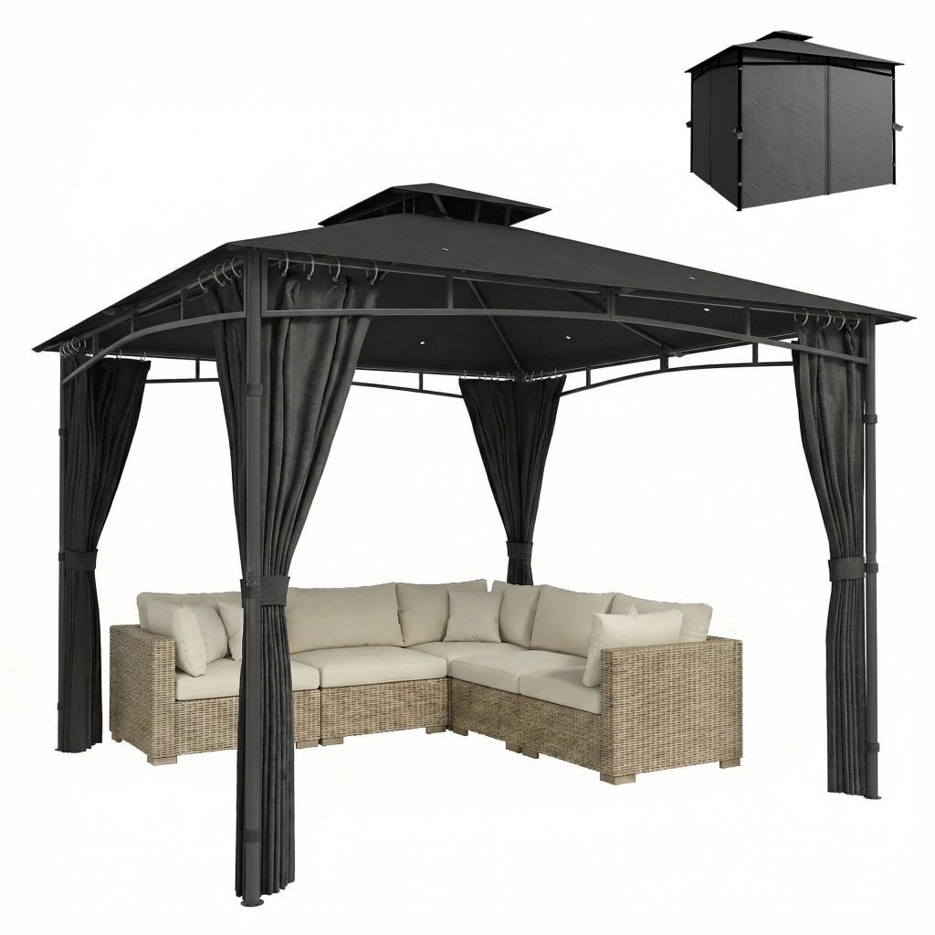 Gazebo da giardino ¨C zephmum ¨C 3x3m grigio antracite