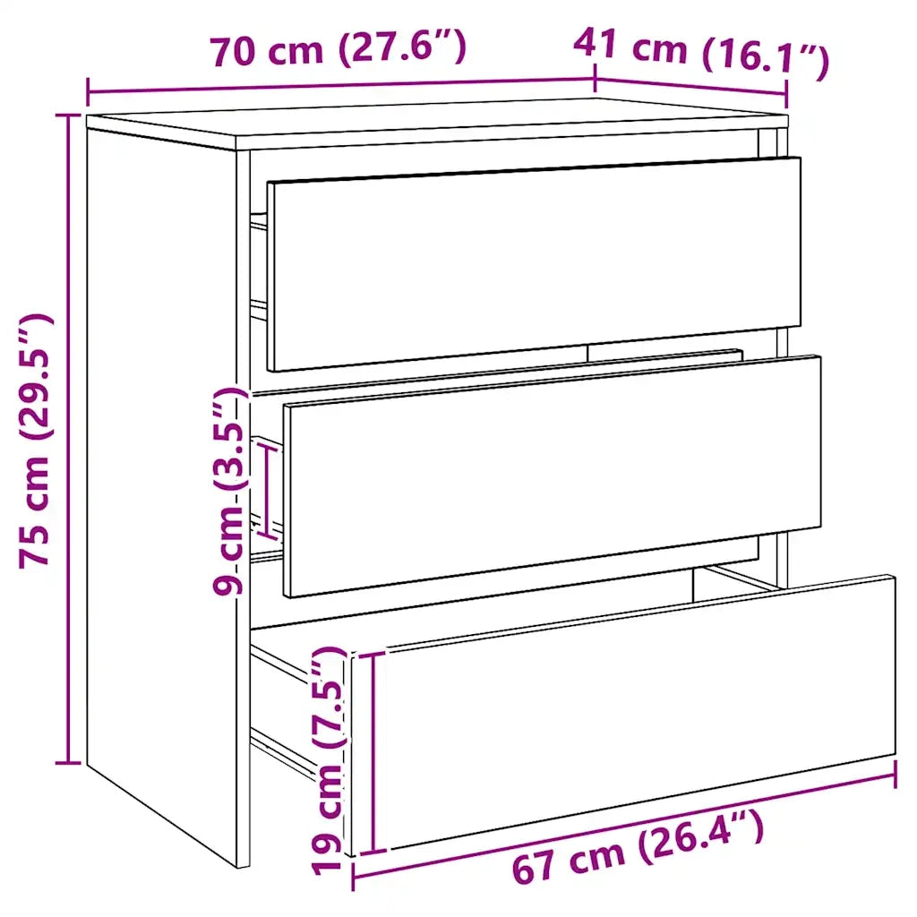 vidaXL Credenza Rovere Artigianale 70x41x75 cm in Truciolato