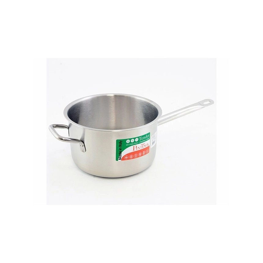 PINTINOX PNT670024 Tender Casseruola Fonda in Acciaio Inox 24 cm con Manico e Maniglia Adatta a Tutti i Piani di Cottura incluso Induzione Termo Diffusore 4 mm colore Acciaio
