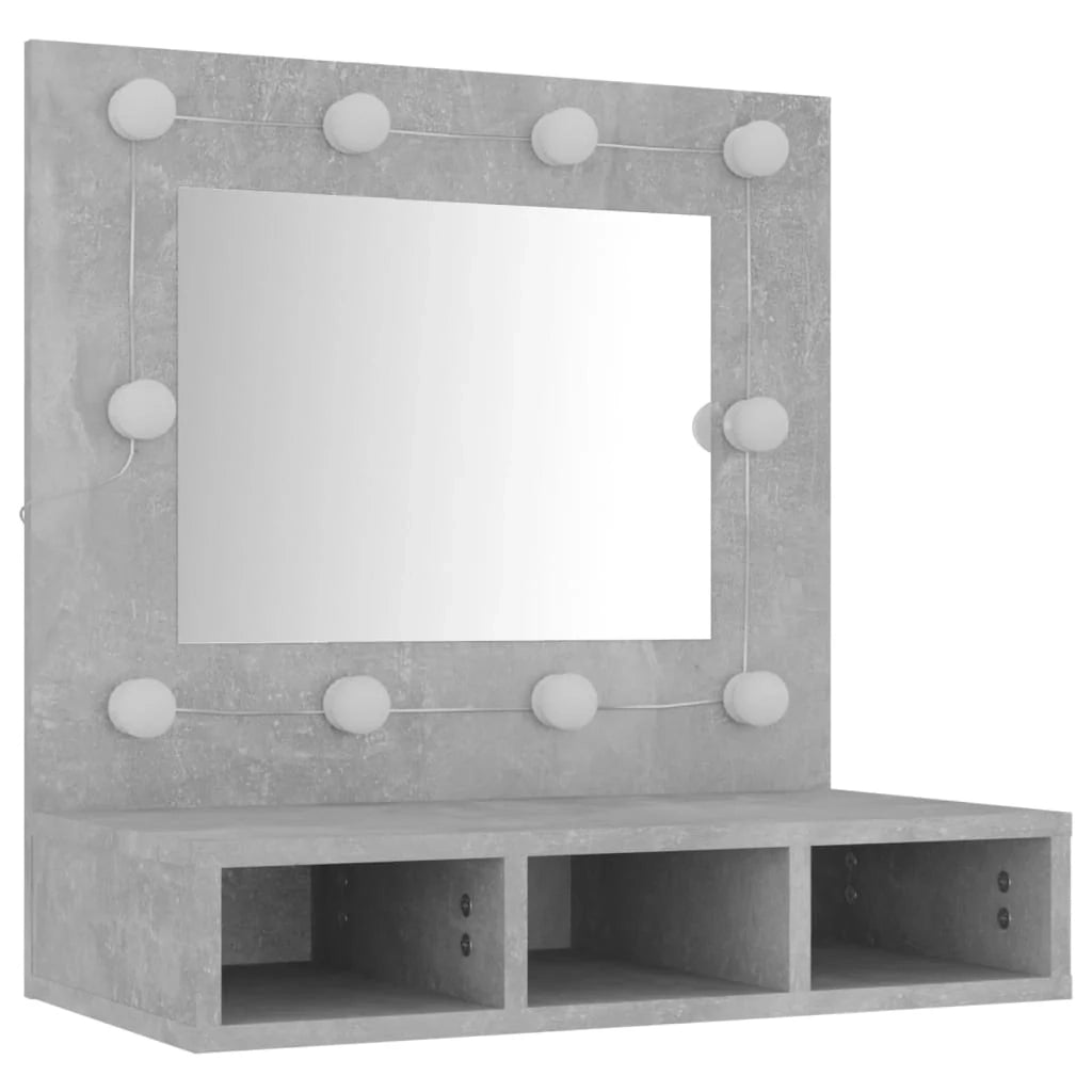 Armadio a specchio con illuminazione a LED 60 x 31,5 x 62 cm grigio 02_0006673