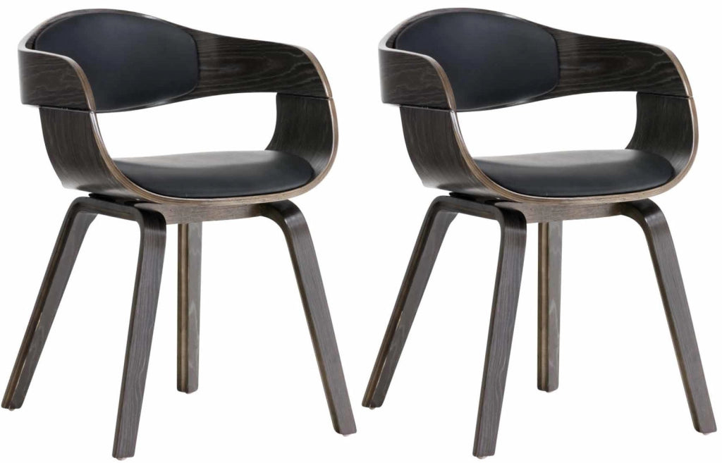 Set di 2 sedie Kingston in finta pelle nero/grigio