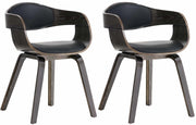 Set di 2 sedie Kingston in finta pelle nero/grigio