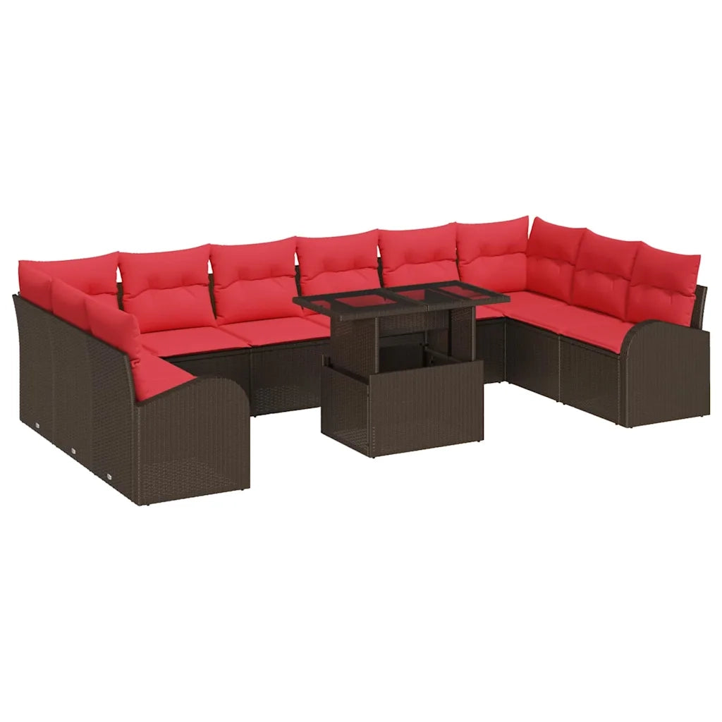 Set Divano da Giardino con cuscino 11 pcs Marrone polyrattan 3348720