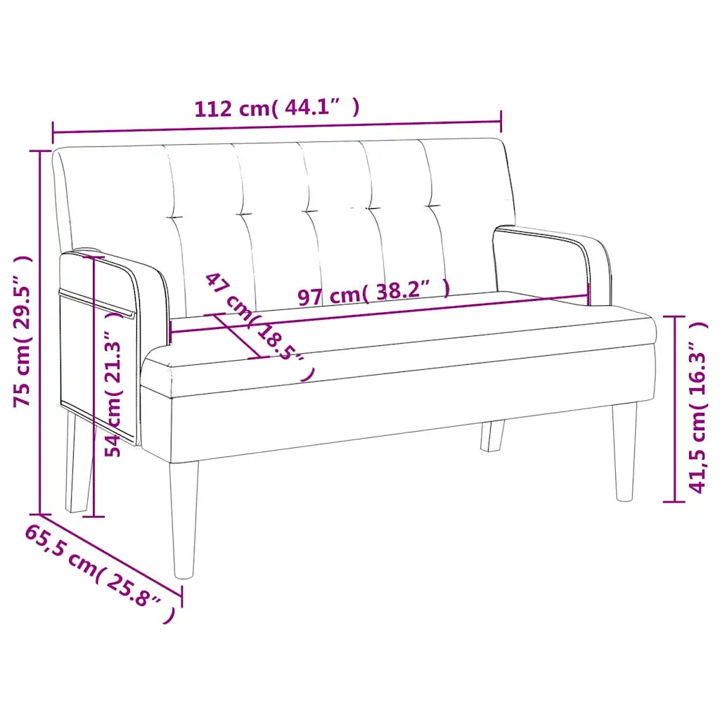 Panca con Schienale Bianca 112x65,5x75 cm in Similpelle CFW7511859