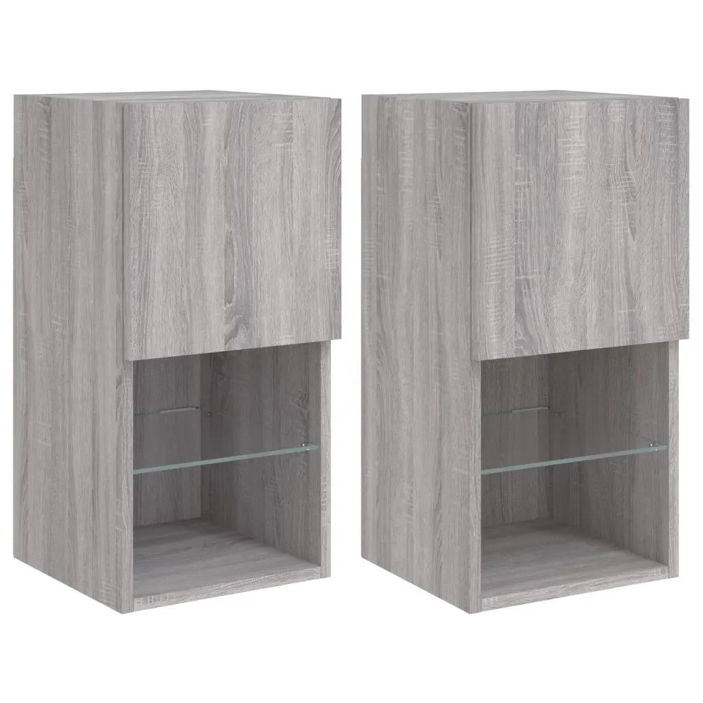 Mobili TV con Luci LED 2pz Grigio Sonoma 30,5x30x60 cm 836998