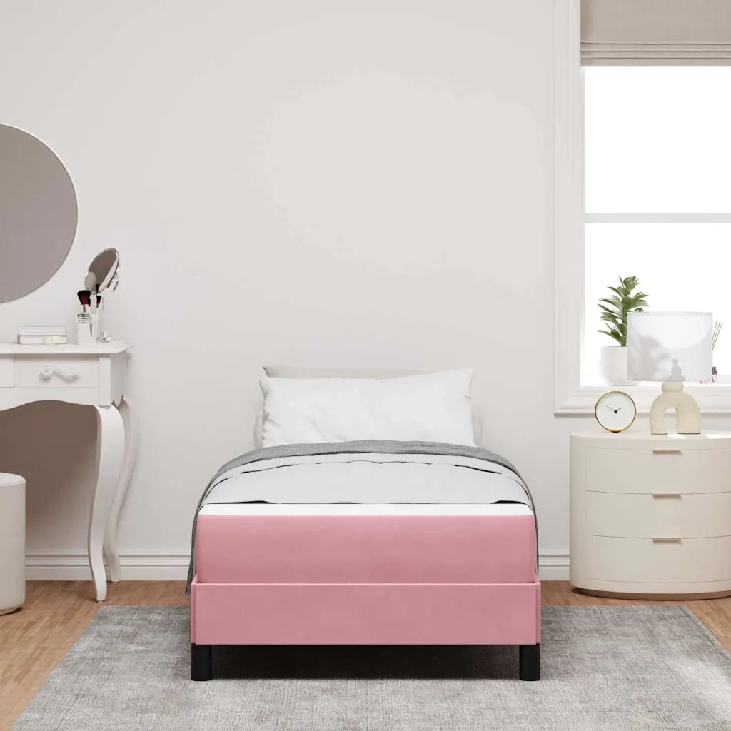 Letto a molle con materasso-Struttura Letto con Materasso Rosa 90 x 190 cm Tessuto
