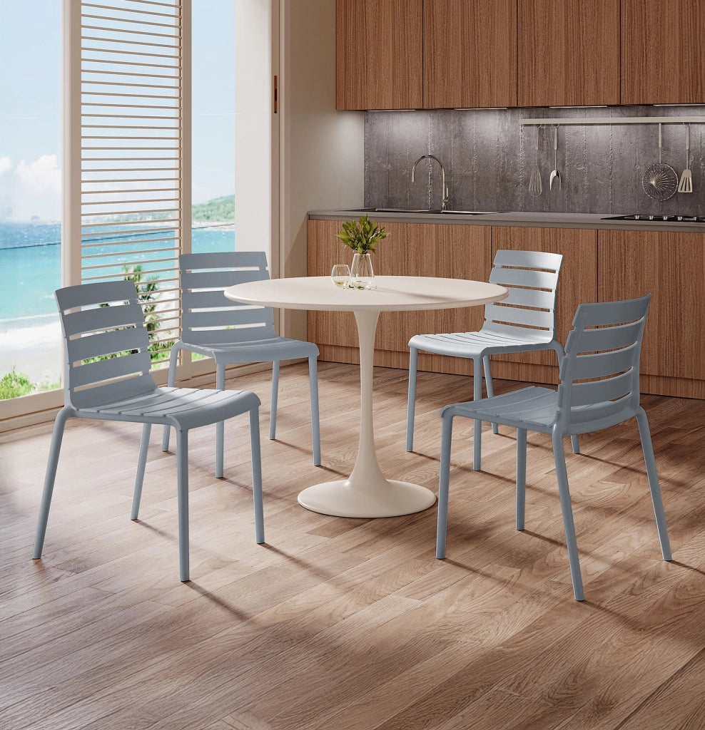 Set 4 Sedie In Polipropilene e Fibra Di Vetro Sedia Cucina Trattamento Uv Antiscolorimento Giardino Interno Esterno Moderne Robuste Resistenti Seduta Terrazzo Soggiorno Bar Ristorante Impilabili Nina-Grigio