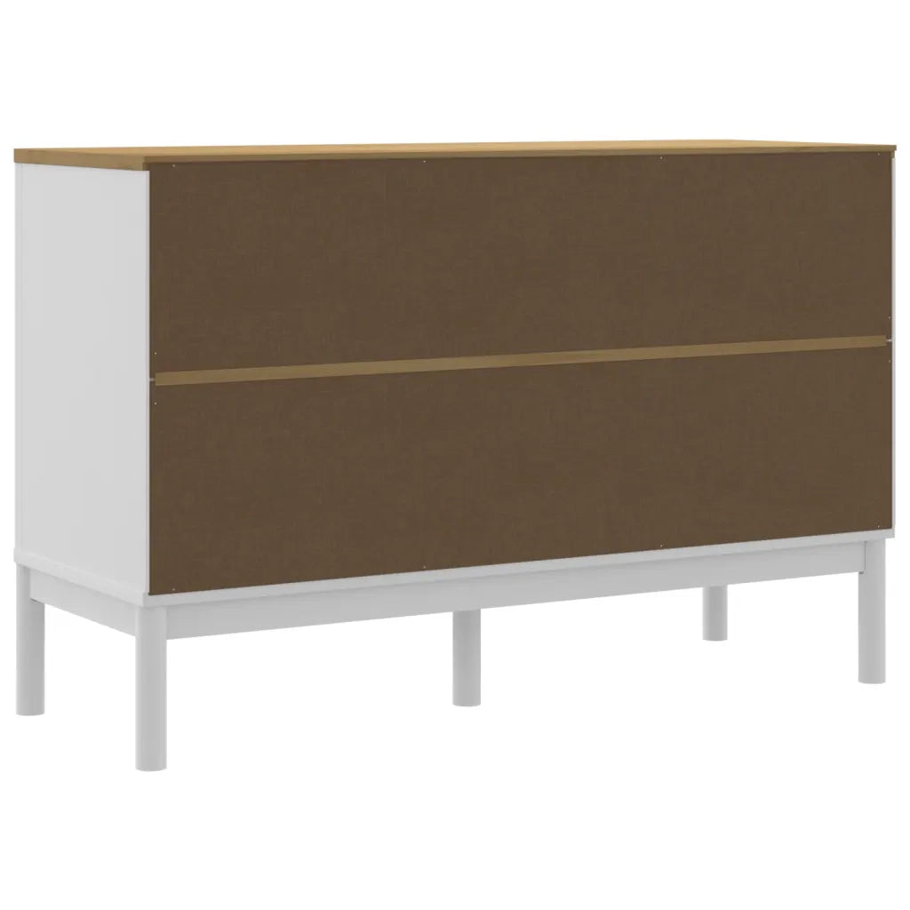 Credenza | Madia | Buffet da pranzo | Armadio da pranzo FLORO Bianca 114x43x74 cm in Legno Massello di Pino