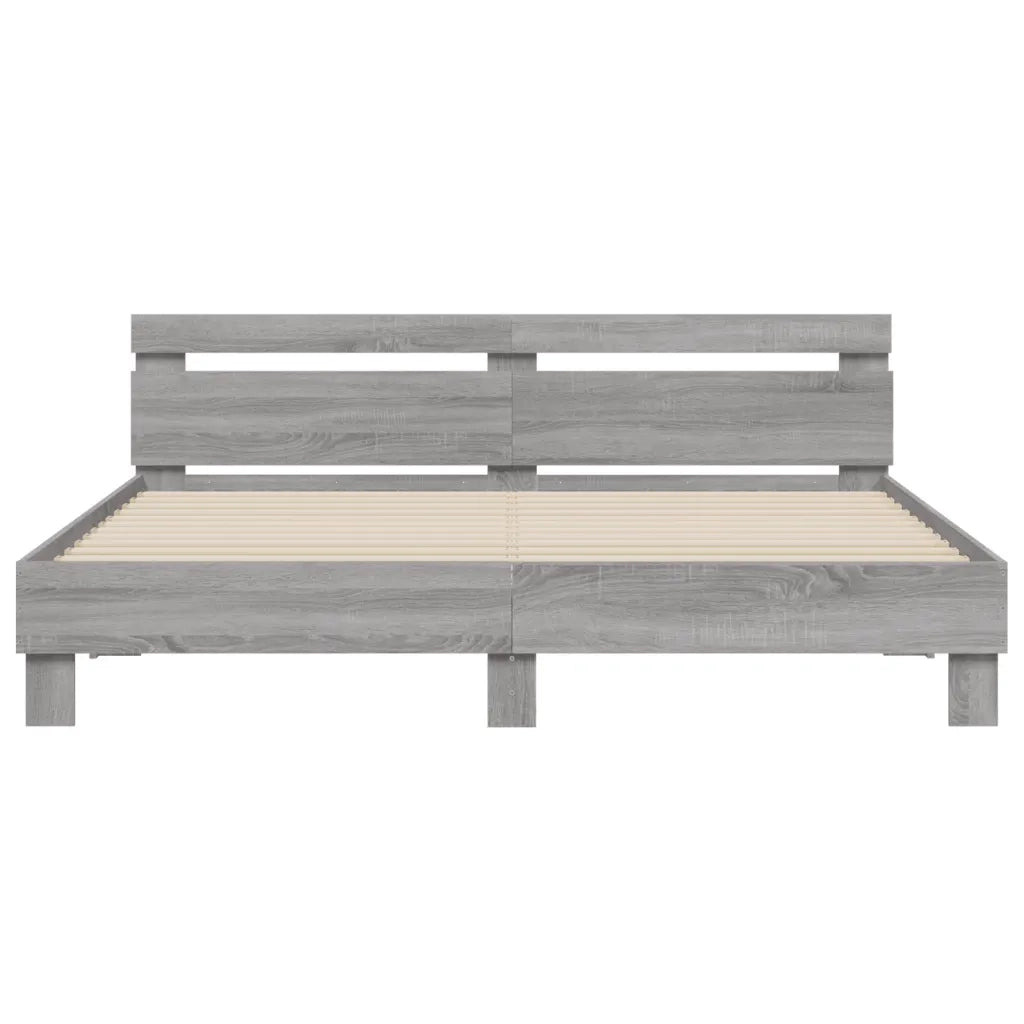 Giroletto con Testiera e LED Grigio Sonoma 160x200 cm 3207537