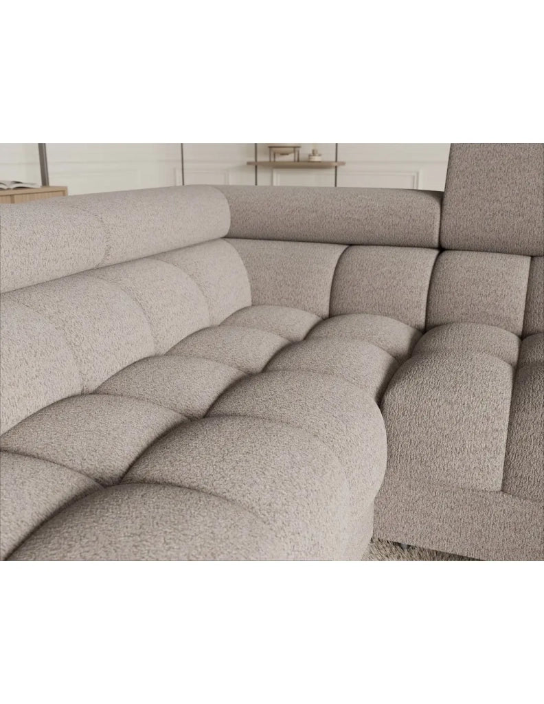 Divano panoramico convertibile FACTORY 3 posti beige – angolo sinistro con contenitore