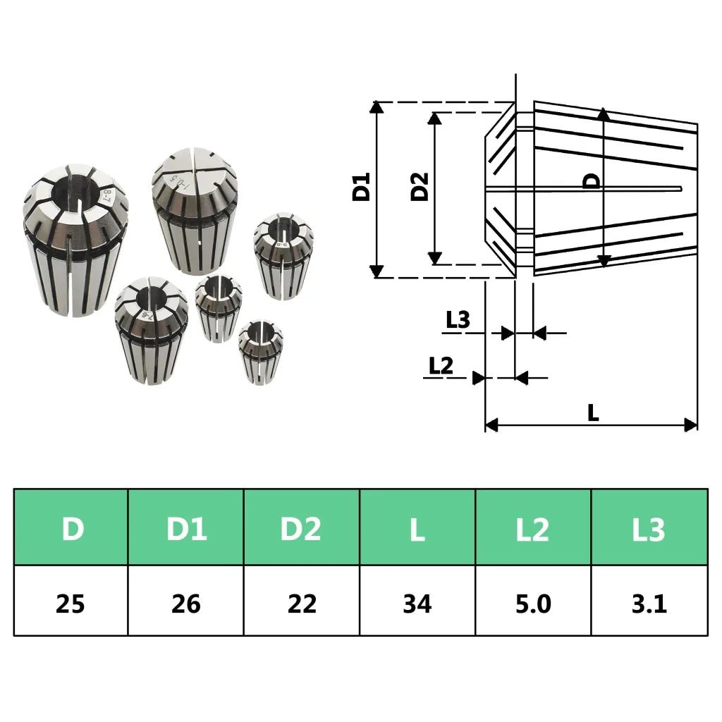 Pinze per Colletti ER25 Set Utensili per Tornitura 15 pz CFW1797514