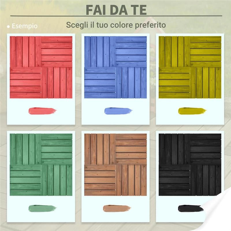 PIASTRELLE PER ESTERNI PAVIMENTO IN LEGNO, SET 27 PEZZI MONTAGGIO A INCASTRO, 30X30X2.5 CM