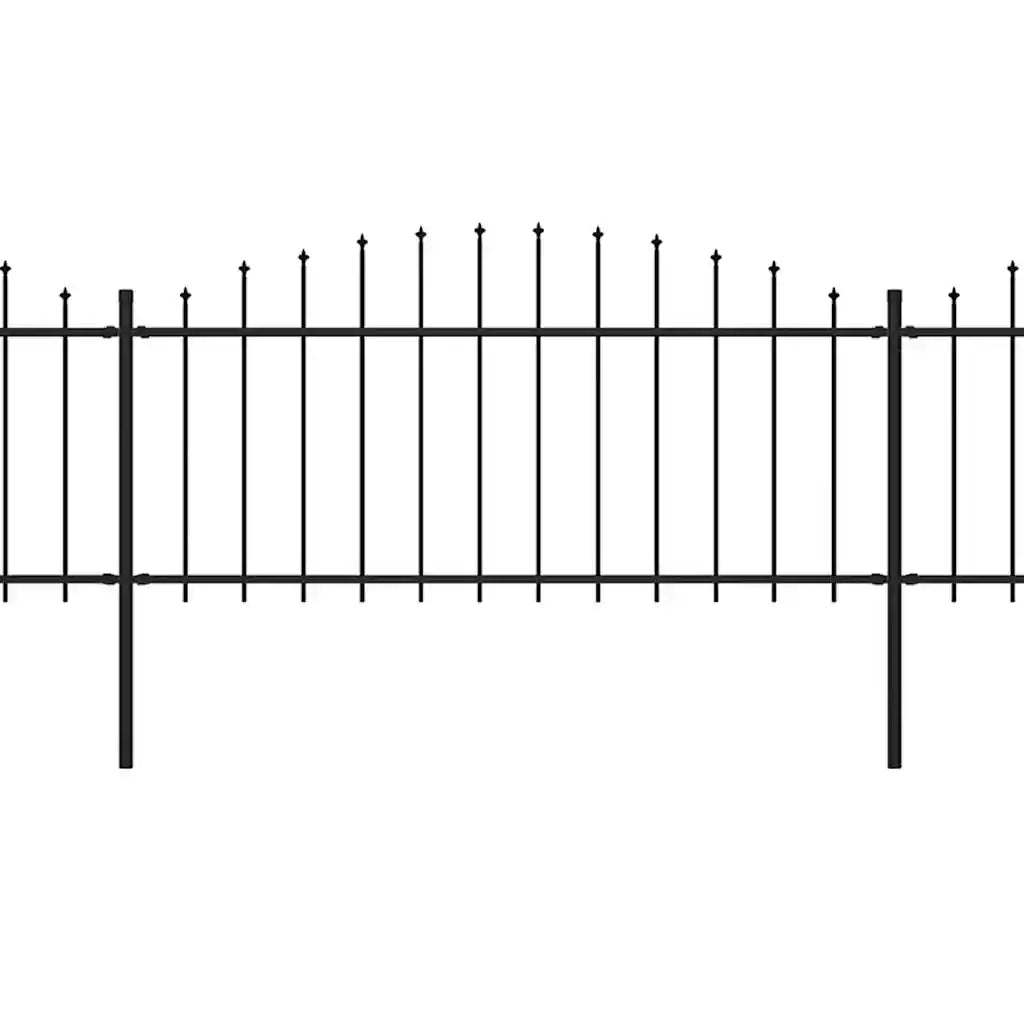 Recinzione da giardino con punta a lancia in acciaio 504x75 cm nera 277705