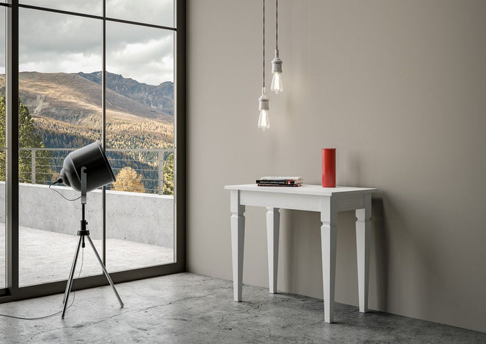 Consolle Allungabile 90-308x48x77 cm in Nobilitato Bianco