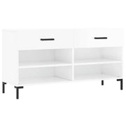 Panca Porta Scarpe | Scarpiera | Mobile per scarpe Bianco Lucido 102x35x55 cm Legno Multistrato