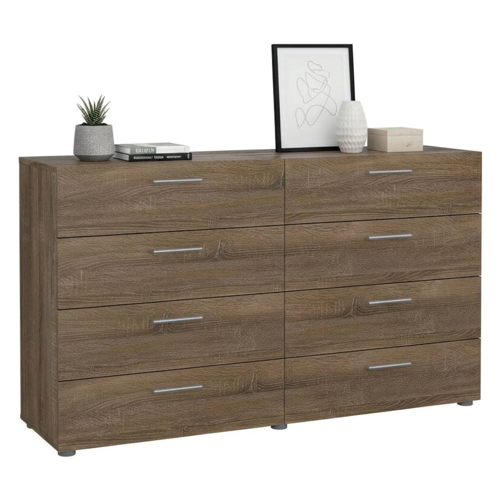Credenza Phethai, Buffet da soggiorno, Madia da salotto, Dispensa da cucina, 140x40 h82 cm, Rovere