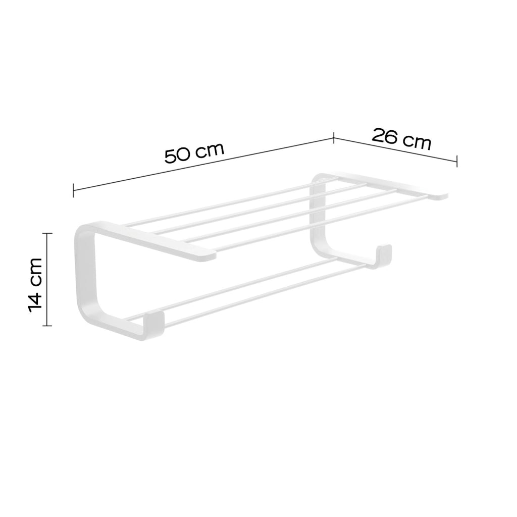 Mensola portasciugamani doppia da muro in ottone, acciaio inox e Cromall 3235 Gedy serie OUTLINE Bianco Opaco