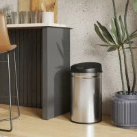 Secchio della Spazzatura Cucina Automatico 30 L Sensore Infrarossi Chiusura Automatica Antimacchia Acciaio Inossidabile Argento
