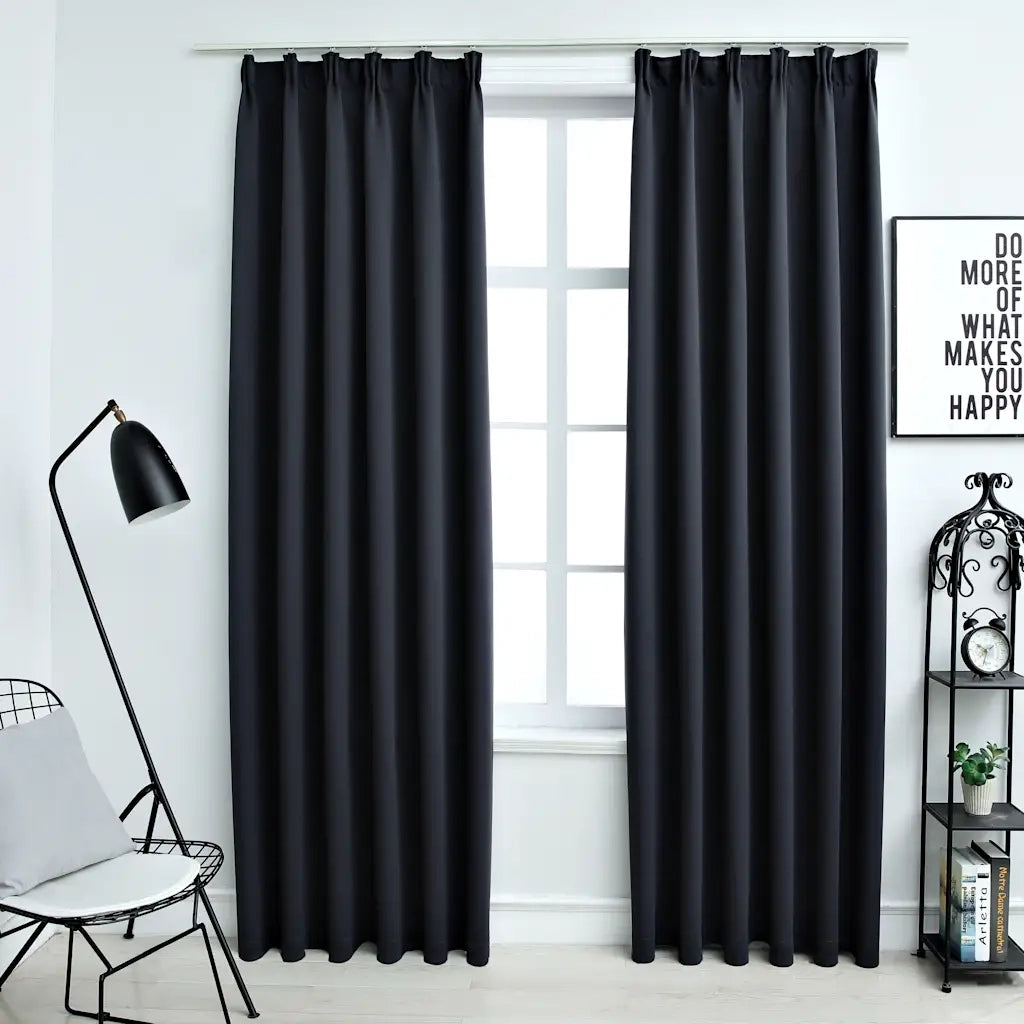 Tende Oscuranti | Tende Blackout con Ganci 2 pz Antracite 140x175 cm