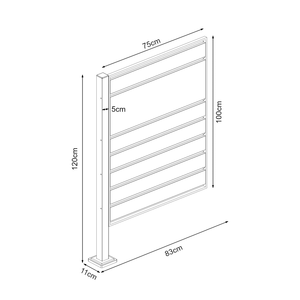 Contenitore per rifiuti in acciaio zincato 120 x 83 x 11 cm antracite argento 03_0009093